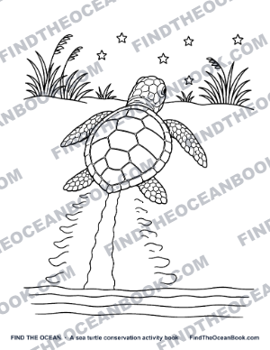 Free starry beach coloring page